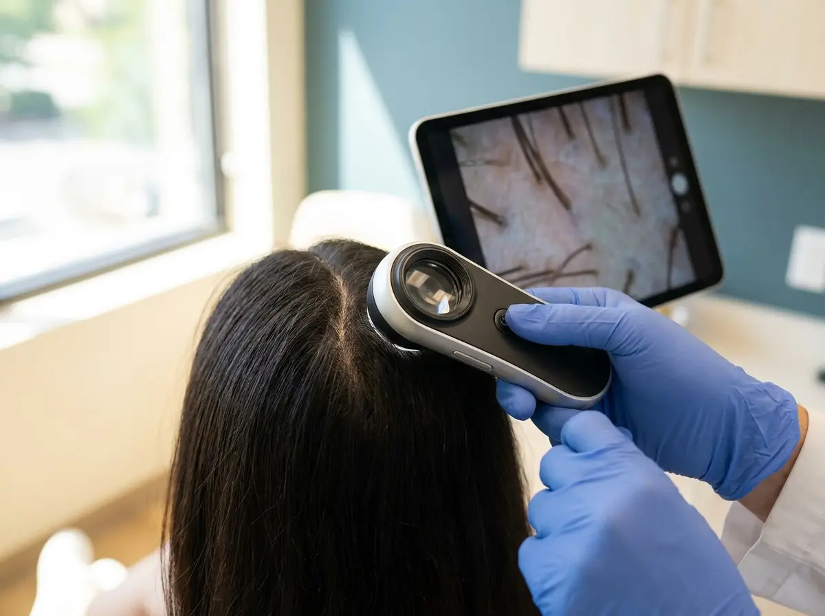 Digital scalp and density analysis for moderate hair thinning